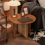 LIVARA Coffee Rounded Wood - Table Panels, Storage, Reinforced Frame, with Legs Corners, Solid Handwoven Rattan Brown