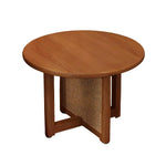 LIVARA Coffee Rounded Wood - Table Panels, Storage, Reinforced Frame, with Legs Corners, Solid Handwoven Rattan Brown
