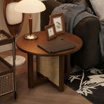 LIVARA Coffee Rattan Storage, Wood Panels, Table Reinforced Rounded - with Solid Corners, Legs Frame, Handwoven Walnut