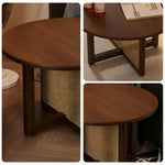 LIVARA Coffee Rattan Storage, Wood Panels, Table Reinforced Rounded - with Solid Corners, Legs Frame, Handwoven Walnut