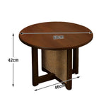 LIVARA Coffee Rattan Storage, Wood Panels, Table Reinforced Rounded - with Solid Corners, Legs Frame, Handwoven Walnut