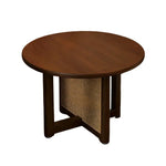 LIVARA Coffee Rattan Storage, Wood Panels, Table Reinforced Rounded - with Solid Corners, Legs Frame, Handwoven Walnut