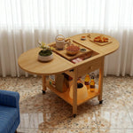 LIVARA Folding Top, Casters Table, Extendable Solid Storage with Coffee 3-in-1 Drawer, - Shelf Lockable Frame, Convertible Design Wood Wood