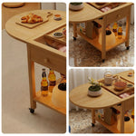 LIVARA Folding Top, Casters Table, Extendable Solid Storage with Coffee 3-in-1 Drawer, - Shelf Lockable Frame, Convertible Design Wood Wood