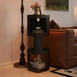 LIVARA 3-Tier - Heavy-Duty Table, Corners Storage Compact Edges, Side Rounded Iron Design, Raised Frame, Black