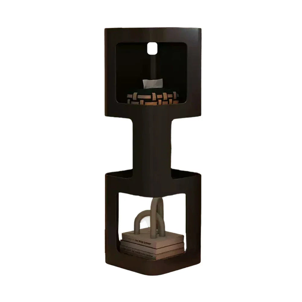 LIVARA 3-Tier - Heavy-Duty Table, Corners Storage Compact Edges, Side Rounded Iron Design, Raised Frame, Black
