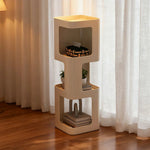 LIVARA 3-Tier Storage Iron Corners Side - Rounded Frame, Design, Edges, Table, Compact Raised Heavy-Duty White