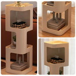 LIVARA 3-Tier Storage Iron Corners Side - Rounded Frame, Design, Edges, Table, Compact Raised Heavy-Duty White