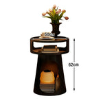 LIVARA 3-Tier Raised Glass Side Frame, Storage, Compact - Edges, Iron Heavy-Duty Base Anti-Noise Table, Black