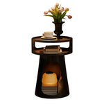 LIVARA 3-Tier Raised Glass Side Frame, Storage, Compact - Edges, Iron Heavy-Duty Base Anti-Noise Table, Black