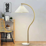 LIVARA Floor Lamp - Three-Mode Lighting, Stable Design, Fabric Shade, Iron Body with Marble Base - Wood