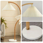 LIVARA Floor Lamp - Three-Mode Lighting, Stable Design, Fabric Shade, Iron Body with Marble Base - Wood