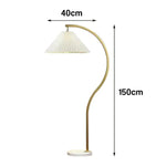 LIVARA Floor Lamp - Three-Mode Lighting, Stable Design, Fabric Shade, Iron Body with Marble Base - Wood