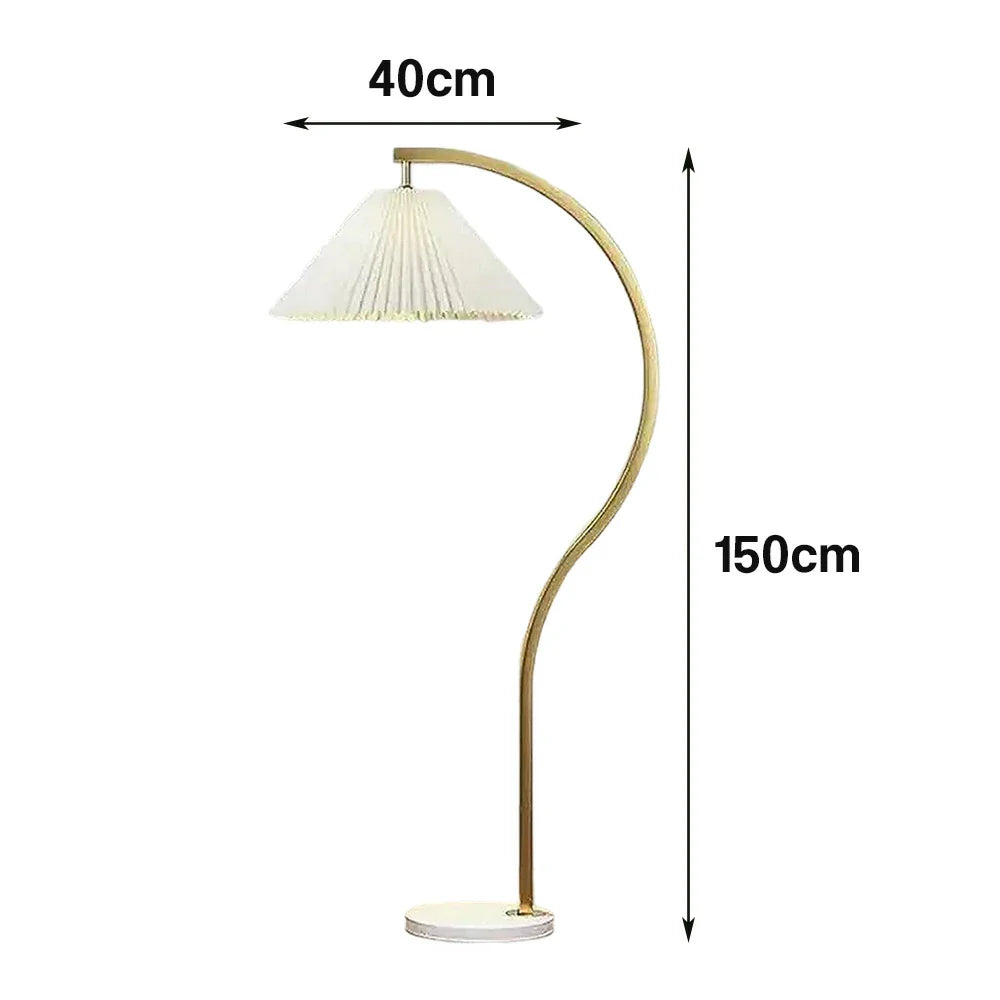 LIVARA Floor Lamp - Three-Mode Lighting, Stable Design, Fabric Shade, Iron Body with Marble Base - Wood