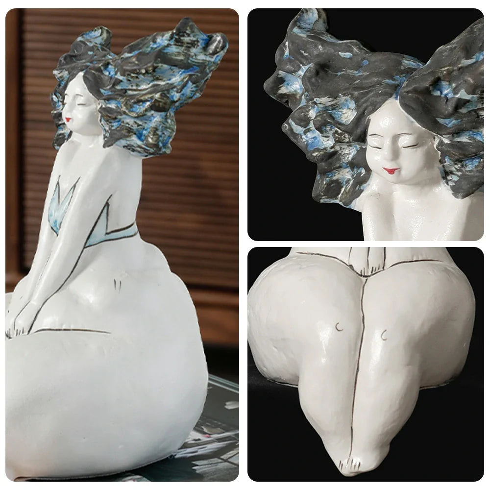 LIVARA Sculptural Ceramic Vase - Hand-Painted Artistic Figure Design Modern Abstract Decor Accent