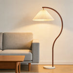 LIVARA Floor Lamp - Three-Mode Lighting, Stable Design, Fabric Shade, Iron Body with Marble Base - Walnut