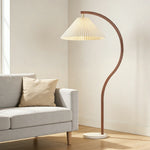 LIVARA Floor Lamp - Three-Mode Lighting, Stable Design, Fabric Shade, Iron Body with Marble Base - Walnut