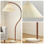 LIVARA Floor Lamp - Three-Mode Lighting, Stable Design, Fabric Shade, Iron Body with Marble Base - Walnut