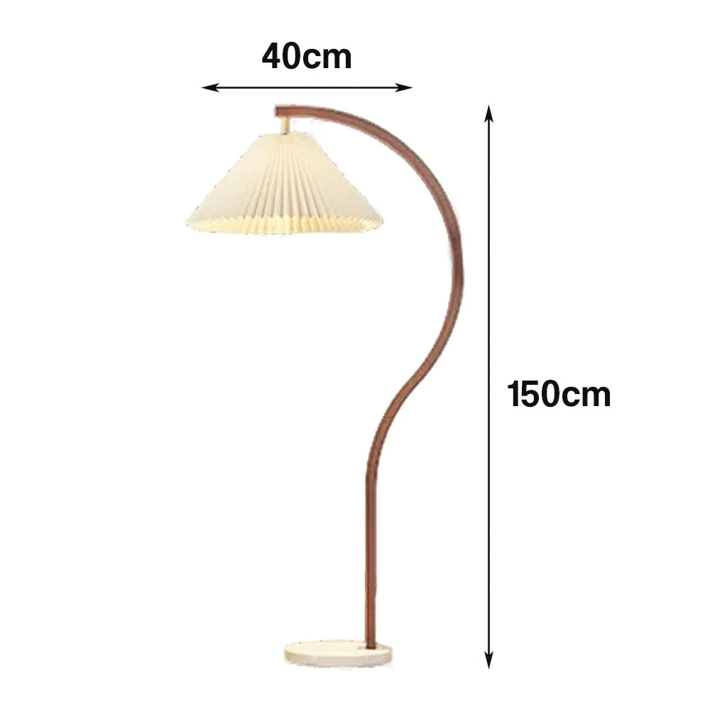 LIVARA Floor Lamp - Three-Mode Lighting, Stable Design, Fabric Shade, Iron Body with Marble Base - Walnut