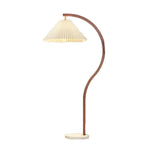 LIVARA Floor Lamp - Three-Mode Lighting, Stable Design, Fabric Shade, Iron Body with Marble Base - Walnut