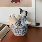 LIVARA Sculptural Ceramic Figurine - Expressive Dancing Form Hand-Painted Line Art Finish Artistic Statement Decor for Modern Interiors - Blue