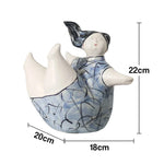 LIVARA Sculptural Ceramic Figurine - Expressive Dancing Form Hand-Painted Line Art Finish Artistic Statement Decor for Modern Interiors - Blue