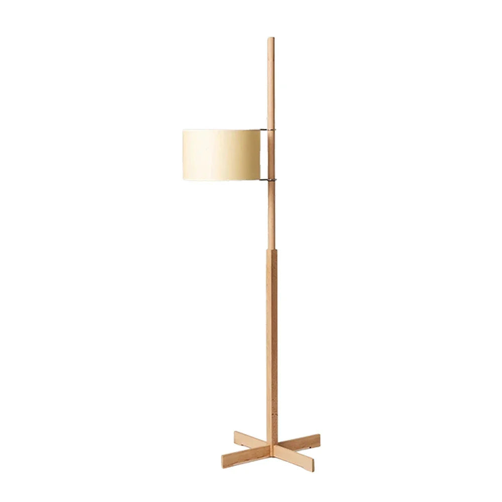 LIVARA Floor Lamp - Soft Ambient Light, Relaxed Home Style, Fabric Shade, Wood-Grain Body - Wood