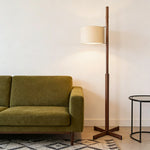 LIVARA Floor Lamp - Soft Ambient Light, Relaxed Home Style, Fabric Shade, Wood-Grain Body - Walnut