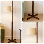 LIVARA Floor Lamp - Soft Ambient Light, Relaxed Home Style, Fabric Shade, Wood-Grain Body - Walnut
