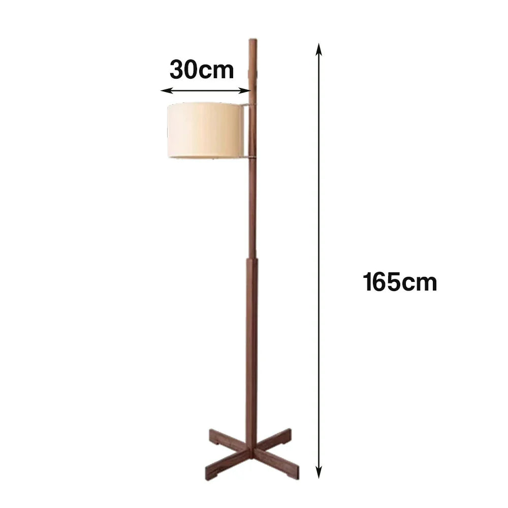 LIVARA Floor Lamp - Soft Ambient Light, Relaxed Home Style, Fabric Shade, Wood-Grain Body - Walnut