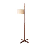 LIVARA Floor Lamp - Soft Ambient Light, Relaxed Home Style, Fabric Shade, Wood-Grain Body - Walnut