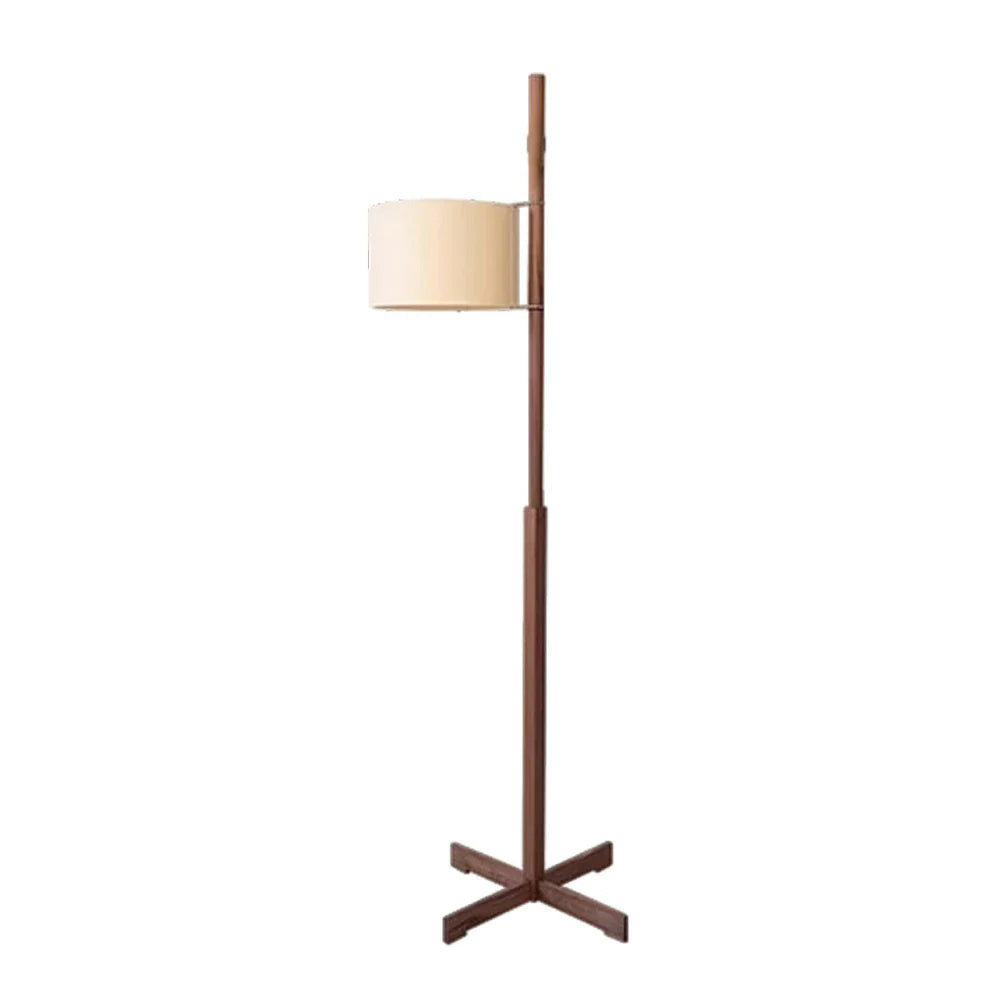 LIVARA Floor Lamp - Soft Ambient Light, Relaxed Home Style, Fabric Shade, Wood-Grain Body - Walnut