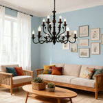 LIVARA 76/96cm Pendant Light Heavy-Duty Metal Frame Adjustable Chain Iron Ceiling Plate - Energy Efficient & Long-Lasting - Black