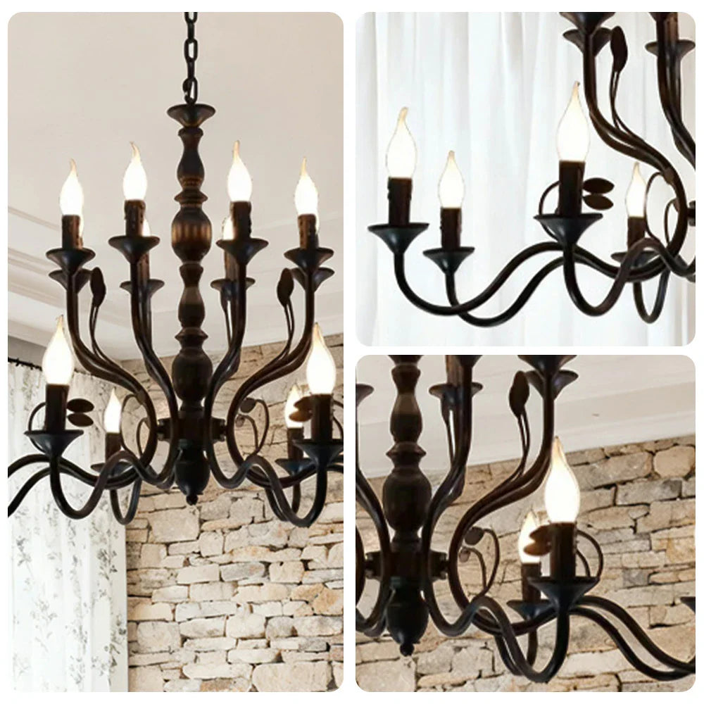 LIVARA 76/96cm Pendant Light Heavy-Duty Metal Frame Adjustable Chain Iron Ceiling Plate - Energy Efficient & Long-Lasting - Black