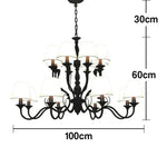LIVARA 80/100cm Pendant Light Heavy-Duty Metal Frame Adjustable Chain Iron Ceiling Plate - Stylish Design with Corrosion Resistance - Black