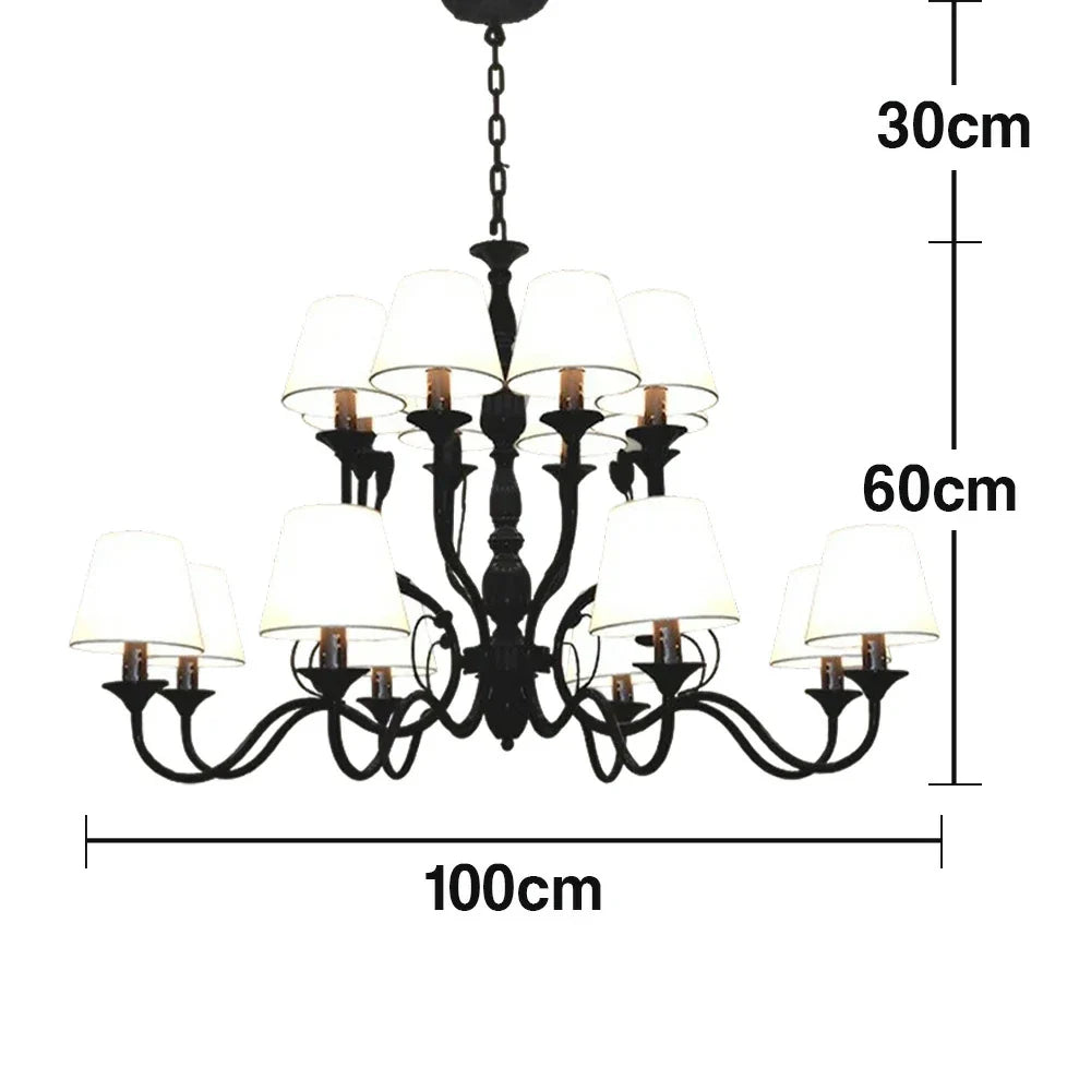LIVARA 80/100cm Pendant Light Heavy-Duty Metal Frame Adjustable Chain Iron Ceiling Plate - Stylish Design with Corrosion Resistance - Black