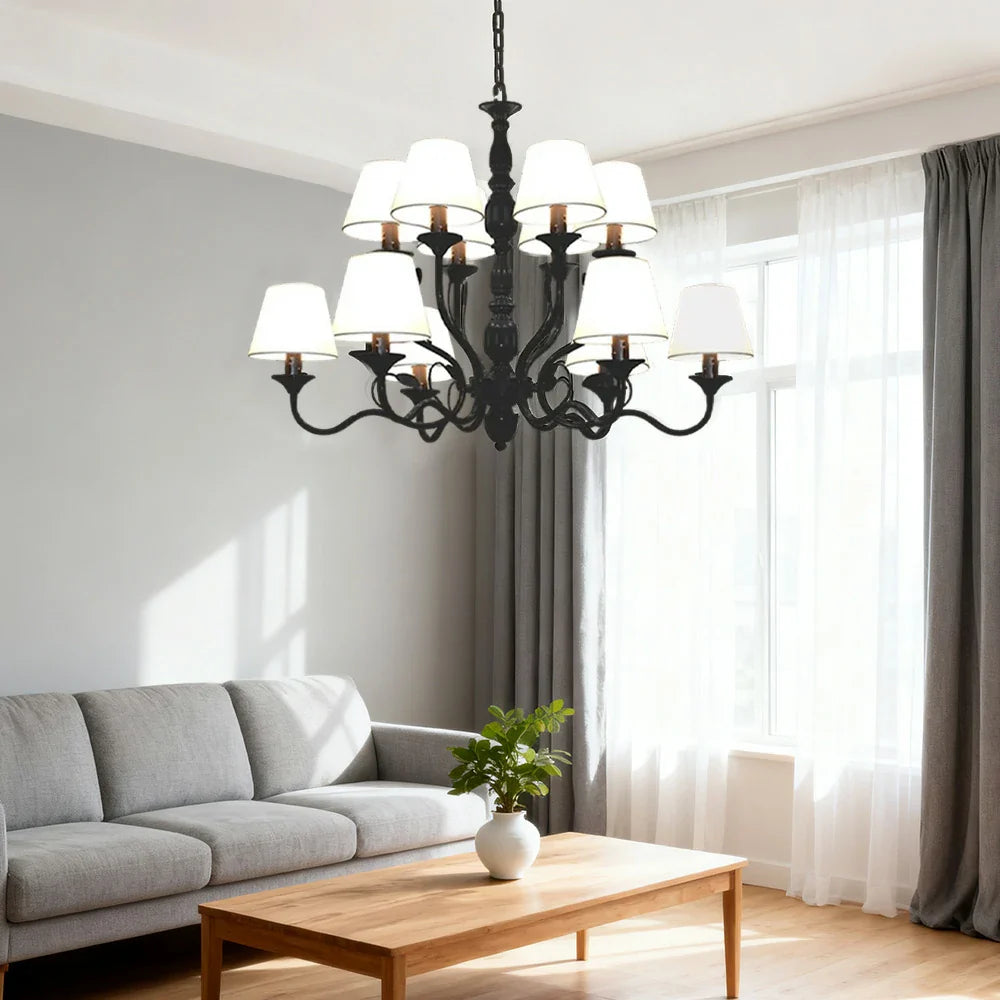 LIVARA 80/100cm Pendant Light Heavy-Duty Metal Frame Adjustable Chain Iron Ceiling Plate - Stylish Design with Corrosion Resistance - Black