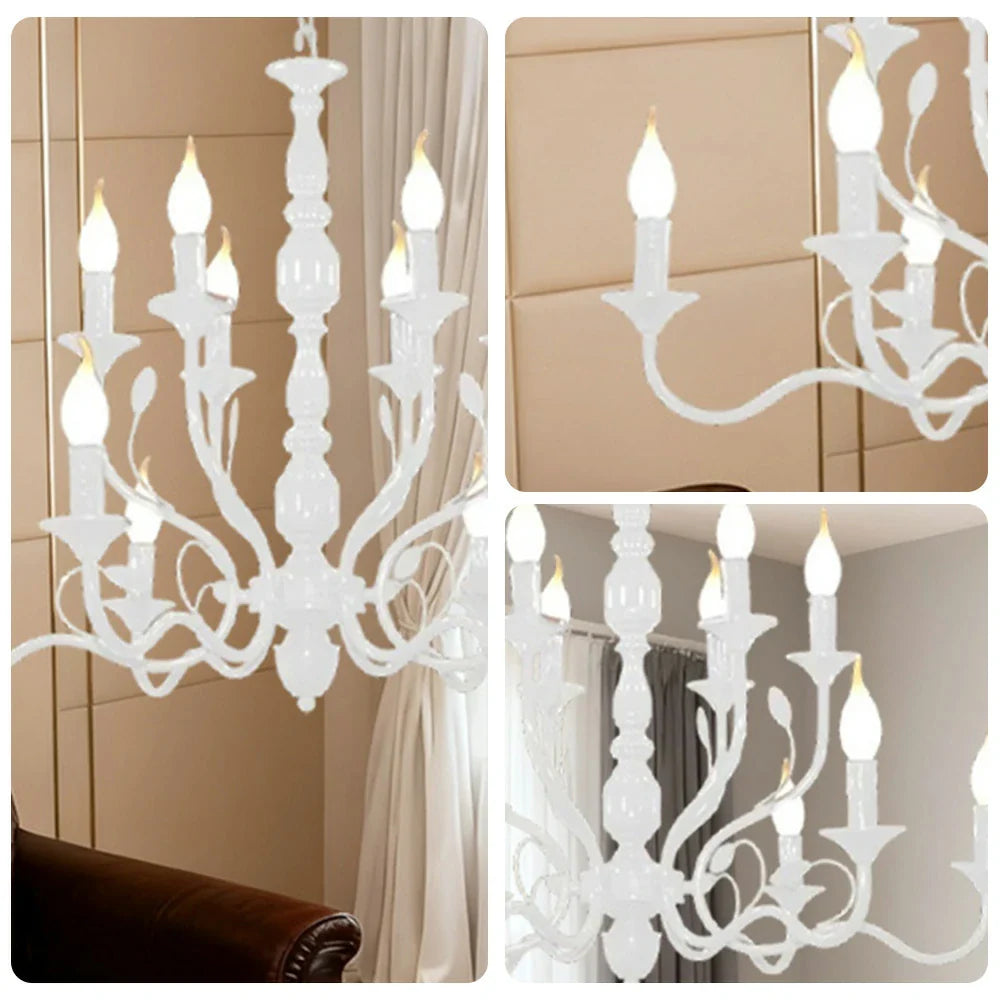 LIVARA 76/96cm Pendant Light Heavy-Duty Metal Frame Adjustable Chain Iron Ceiling Plate - Energy Efficient & Long-Lasting - White