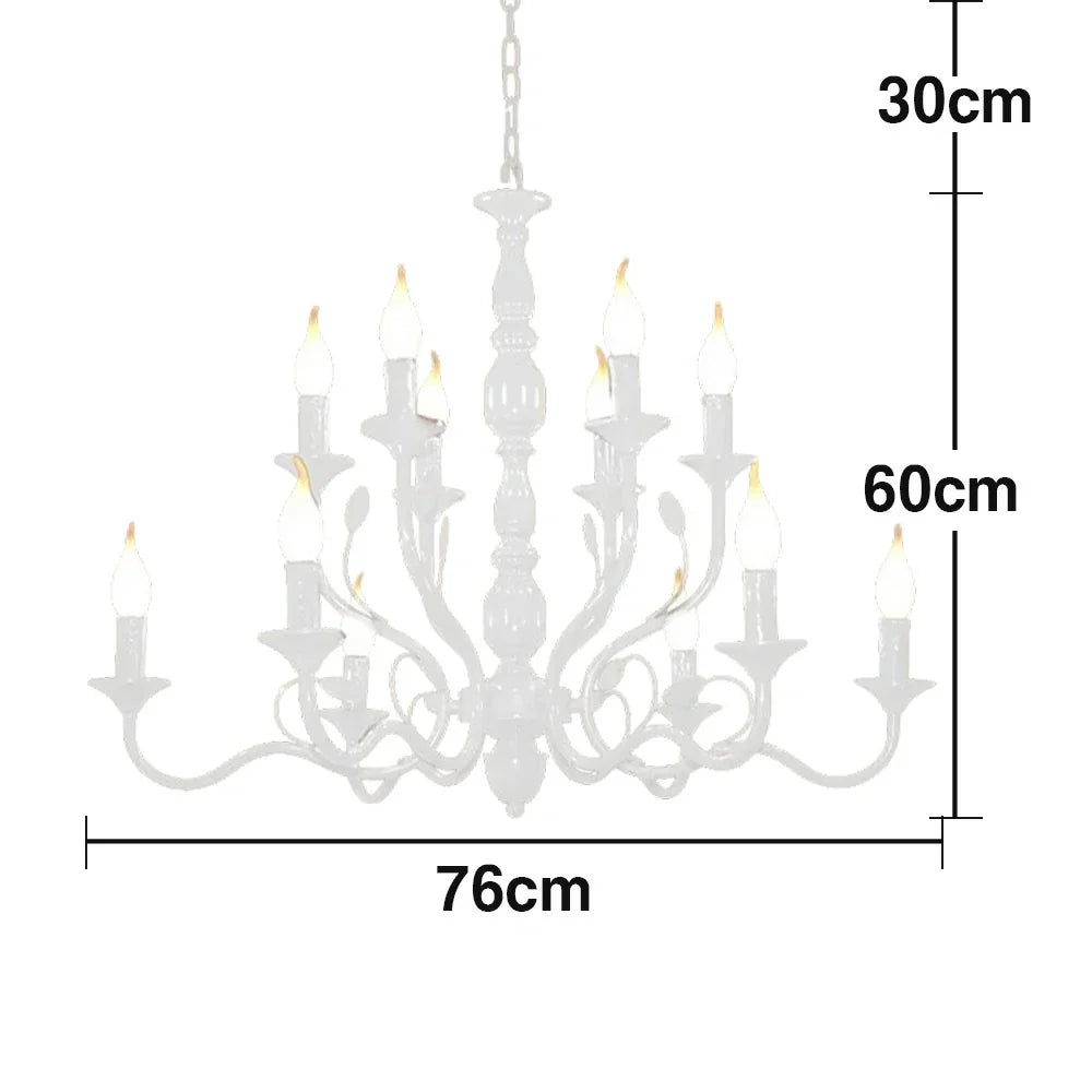 LIVARA 76/96cm Pendant Light Heavy-Duty Metal Frame Adjustable Chain Iron Ceiling Plate - Energy Efficient & Long-Lasting - White