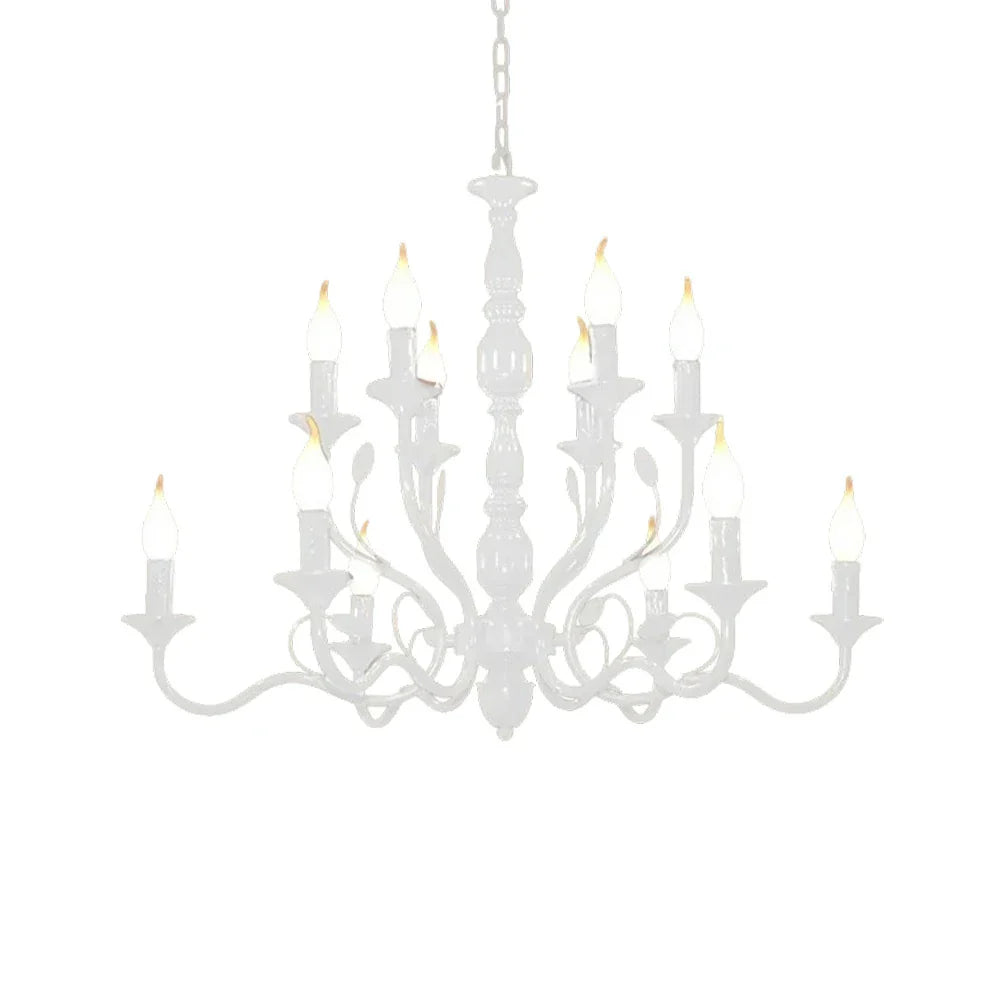 LIVARA 76/96cm Pendant Light Heavy-Duty Metal Frame Adjustable Chain Iron Ceiling Plate - Energy Efficient & Long-Lasting - White