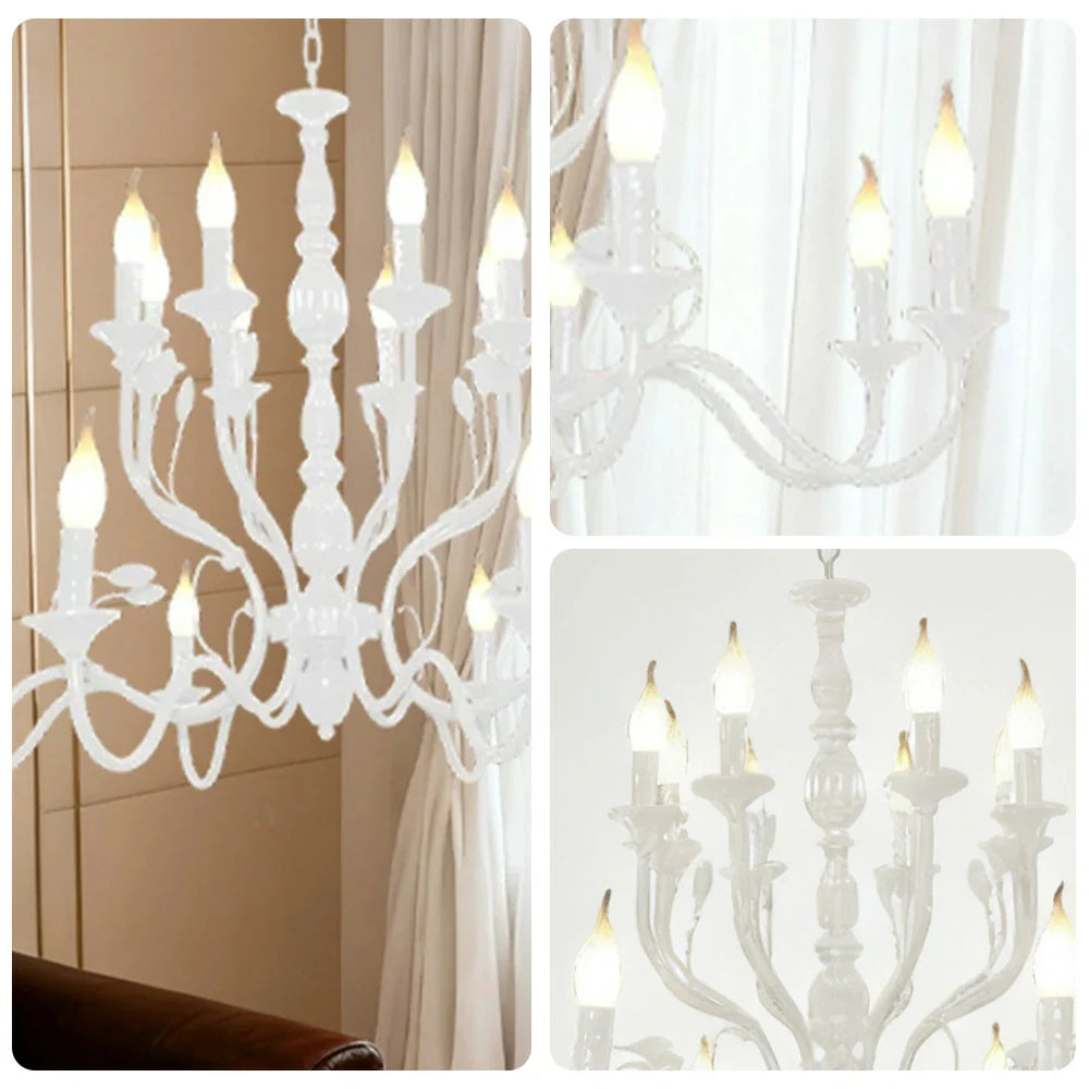 LIVARA 76/96cm Pendant Light Heavy-Duty Metal Frame Adjustable Chain Iron Ceiling Plate - Energy Efficient & Long-Lasting - White