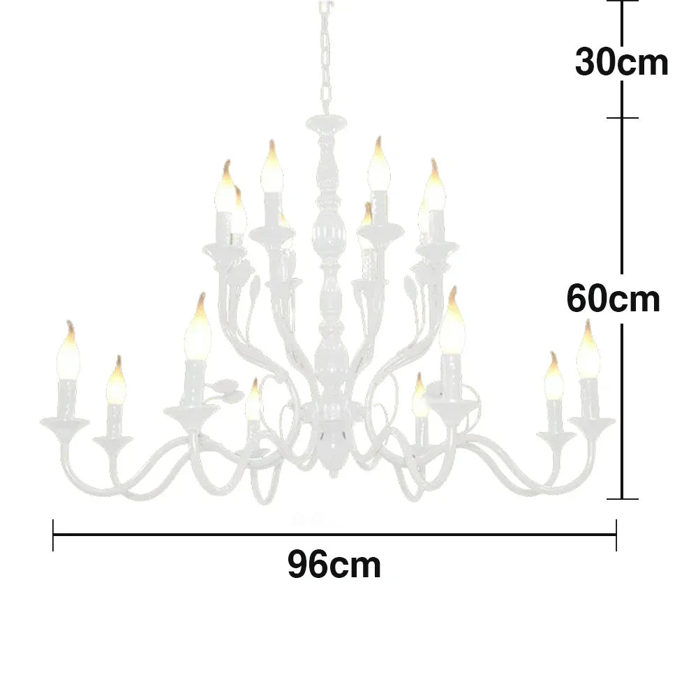 LIVARA 76/96cm Pendant Light Heavy-Duty Metal Frame Adjustable Chain Iron Ceiling Plate - Energy Efficient & Long-Lasting - White