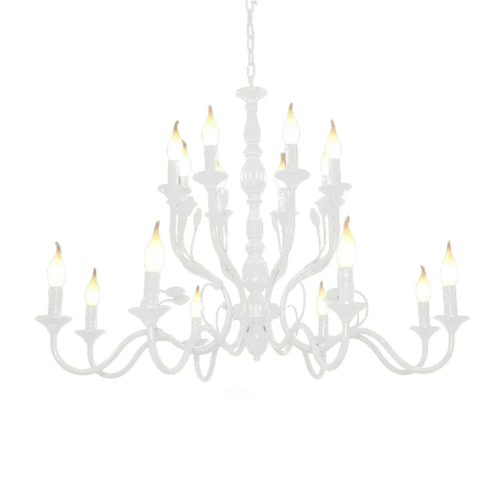 LIVARA 76/96cm Pendant Light Heavy-Duty Metal Frame Adjustable Chain Iron Ceiling Plate - Energy Efficient & Long-Lasting - White