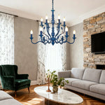 LIVARA 76/96cm Pendant Light Heavy-Duty Metal Frame Adjustable Chain Iron Ceiling Plate - Energy Efficient & Long-Lasting - Blue