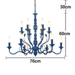 LIVARA 76/96cm Pendant Light Heavy-Duty Metal Frame Adjustable Chain Iron Ceiling Plate - Energy Efficient & Long-Lasting - Blue