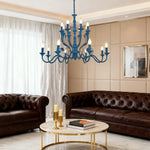 LIVARA 76/96cm Pendant Light Heavy-Duty Metal Frame Adjustable Chain Iron Ceiling Plate - Energy Efficient & Long-Lasting - Blue