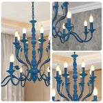 LIVARA 76/96cm Pendant Light Heavy-Duty Metal Frame Adjustable Chain Iron Ceiling Plate - Energy Efficient & Long-Lasting - Blue