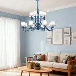 LIVARA 80/100cm Pendant Light Heavy-Duty Metal Frame Adjustable Chain Iron Ceiling Plate - Stylish Design with Corrosion Resistance - Blue
