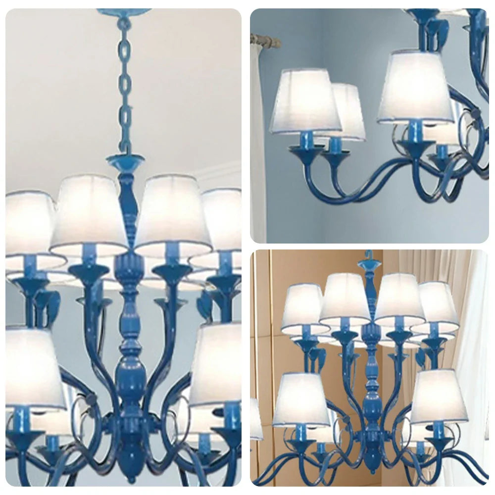 LIVARA 80/100cm Pendant Light Heavy-Duty Metal Frame Adjustable Chain Iron Ceiling Plate - Stylish Design with Corrosion Resistance - Blue