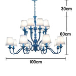 LIVARA 80/100cm Pendant Light Heavy-Duty Metal Frame Adjustable Chain Iron Ceiling Plate - Stylish Design with Corrosion Resistance - Blue